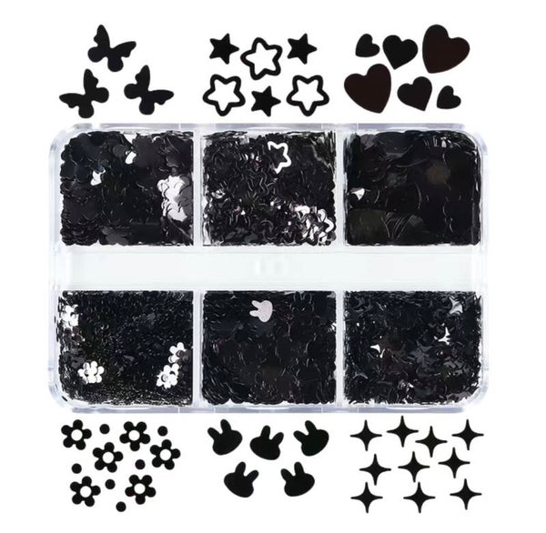 Nailart box mix 6 vakjes 002 zwart