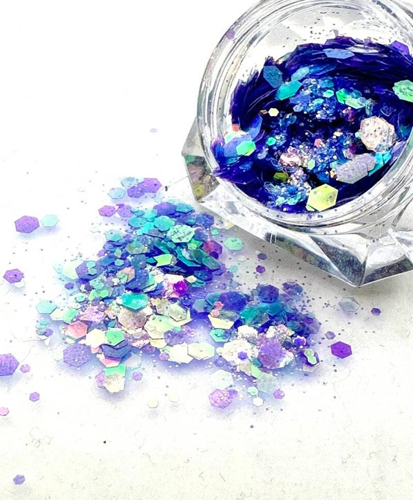 Nailart glitters Mermaid paars grof