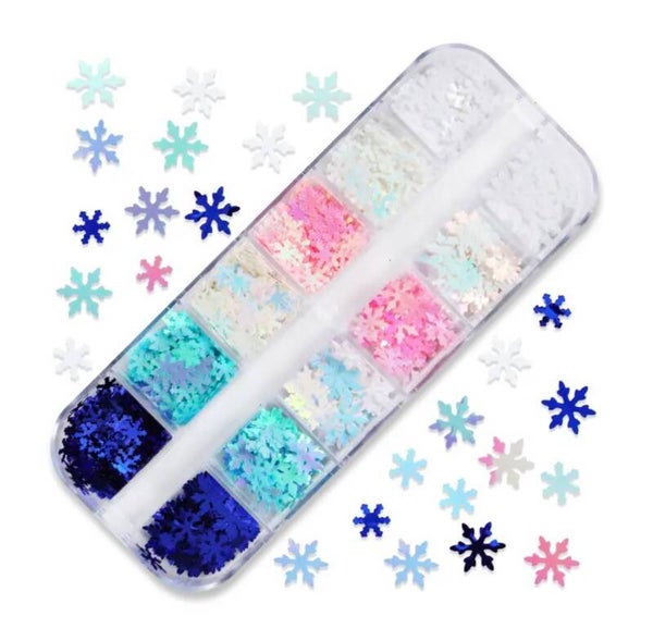 Nailart sneeuwvlokken box 6 kleuren