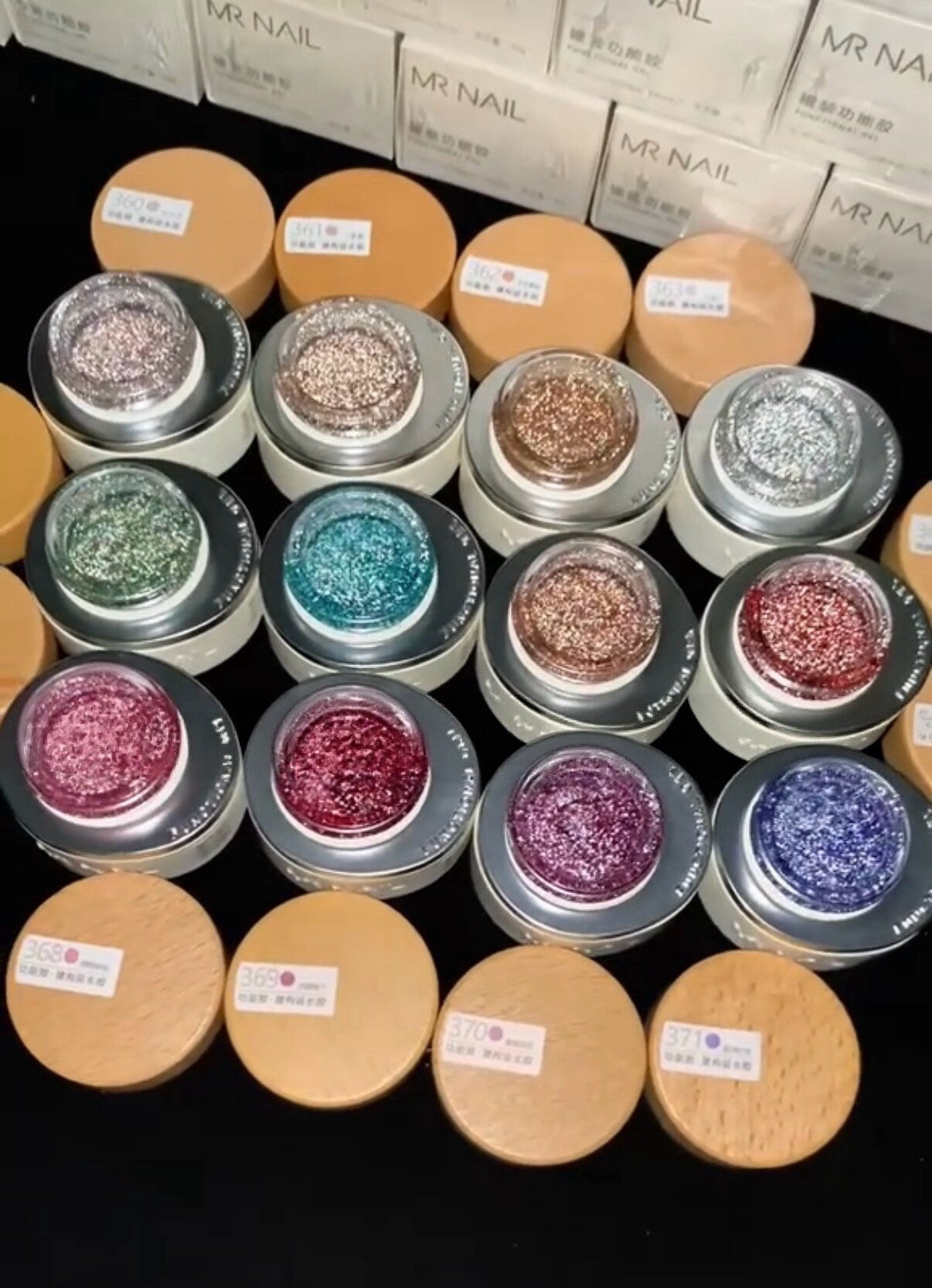 MR NAIL glitter builder gel keuze uit G360-G371