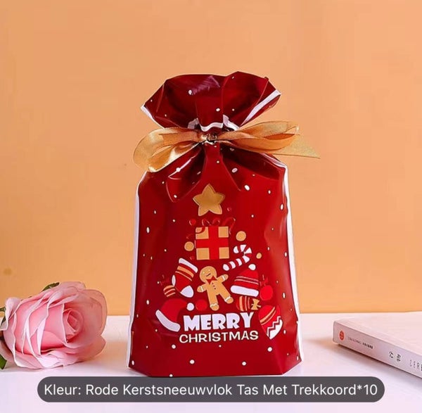 Cadeau zakjes Merry Christmas - per 10 stuks
