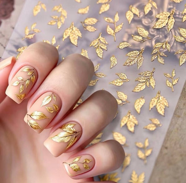 Nailart stickers herfst blaadjes Goud