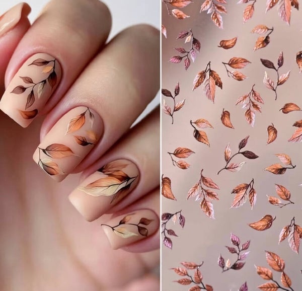 Nailart stickers herfst blaadjes Bruin