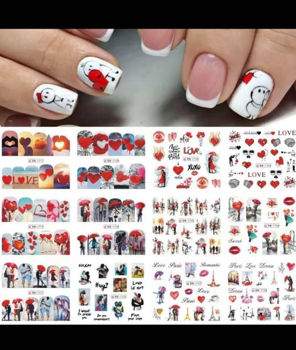 Water decal stickers grote vel 12 setjes Romance 1