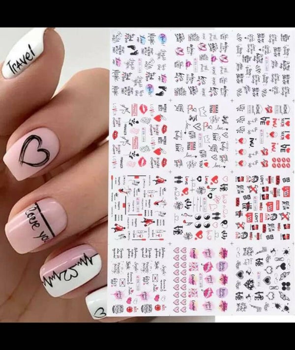 Water decal stickers grote vel 12 setjes Romance 001