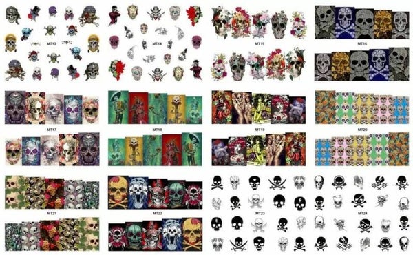 Water decal stickers grote vel set 12 skulls