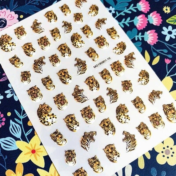 Stickers leopaard, tijger zwart met kleur