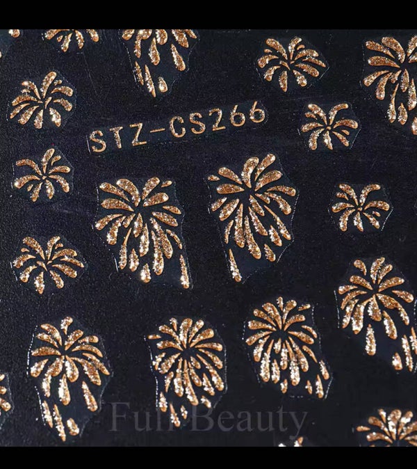 Nailart stickers Vuurwerk goud