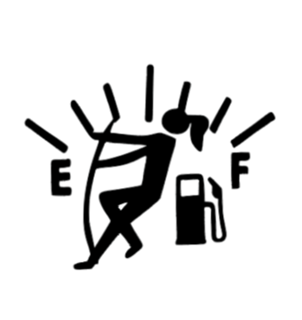 Empty gas tank ponytail decal