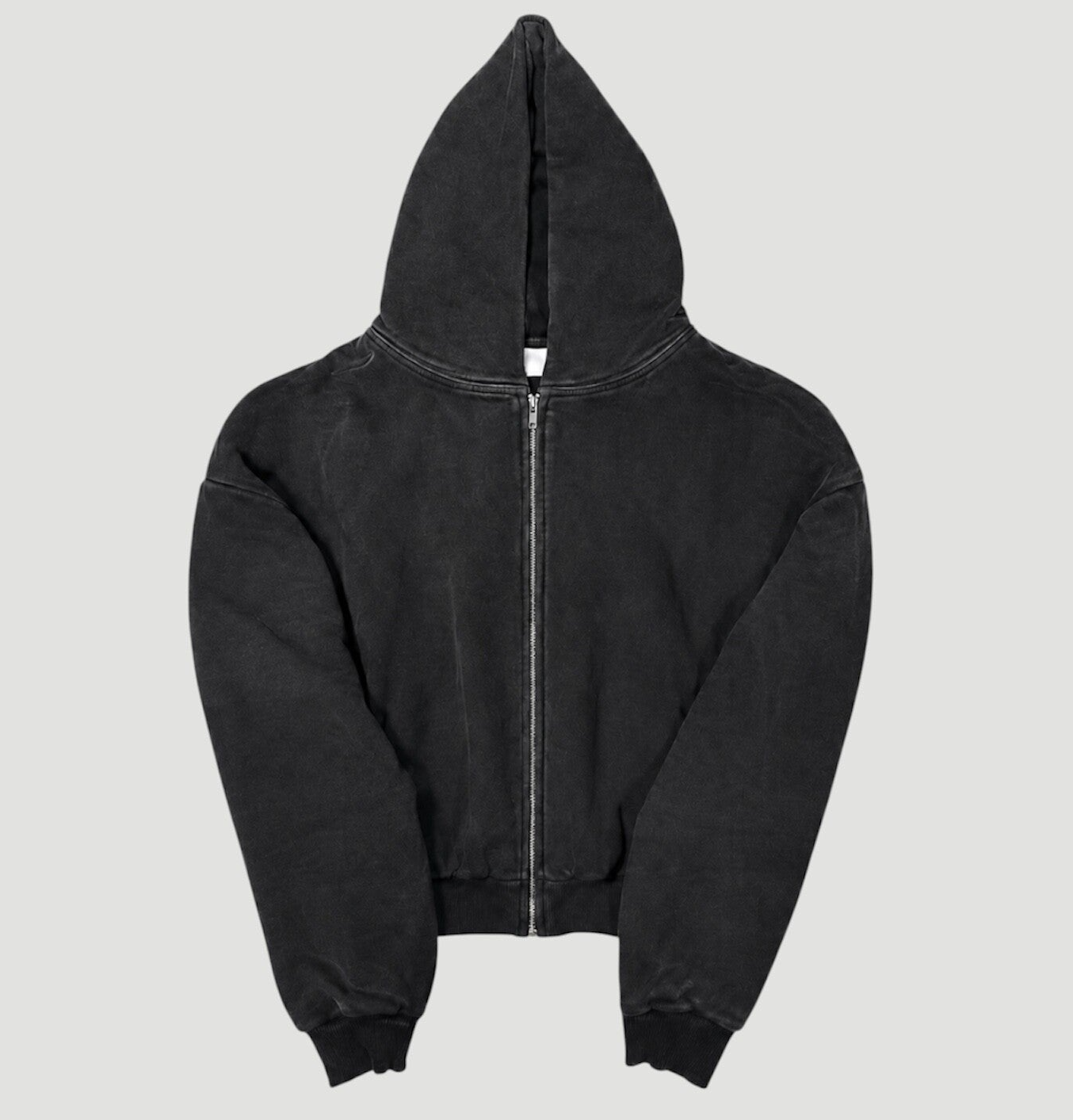 Zipper Hoodie Washed Black
