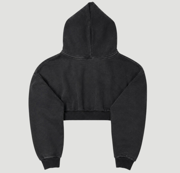 Cropped Hoodie Washed Black
