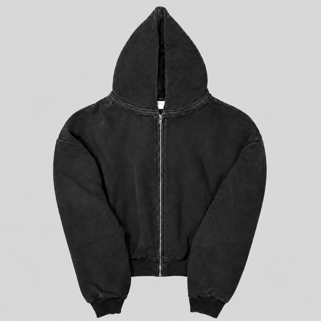 Zip Up Hoodie Washed Black