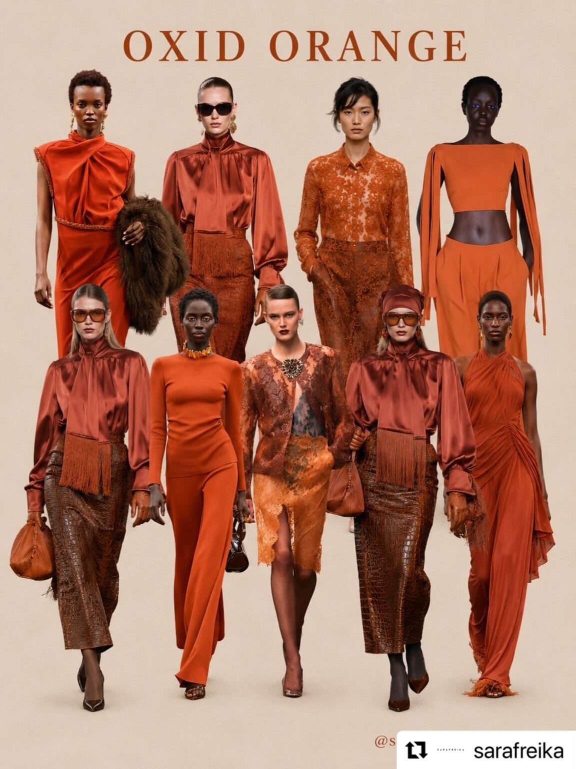 Fashion inspiration in orange and rust tones