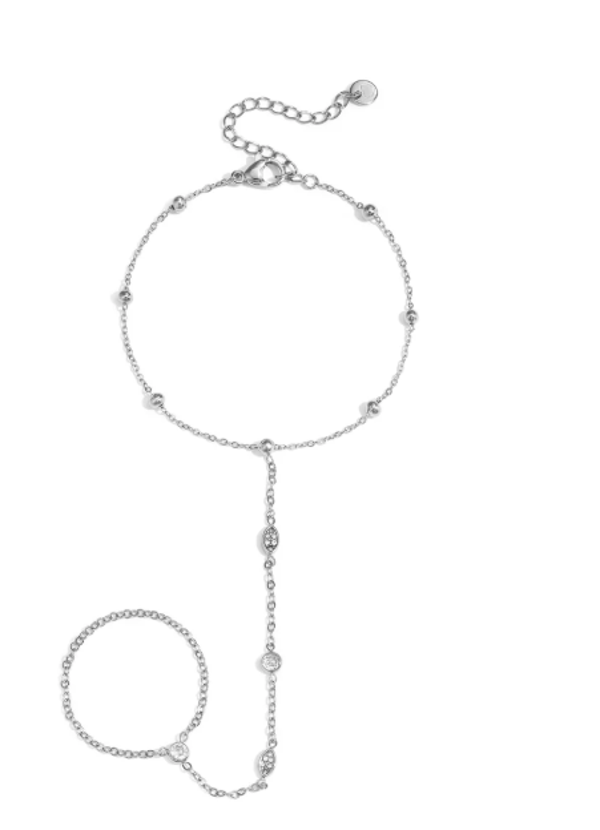 Silver Diamond Hand Chain