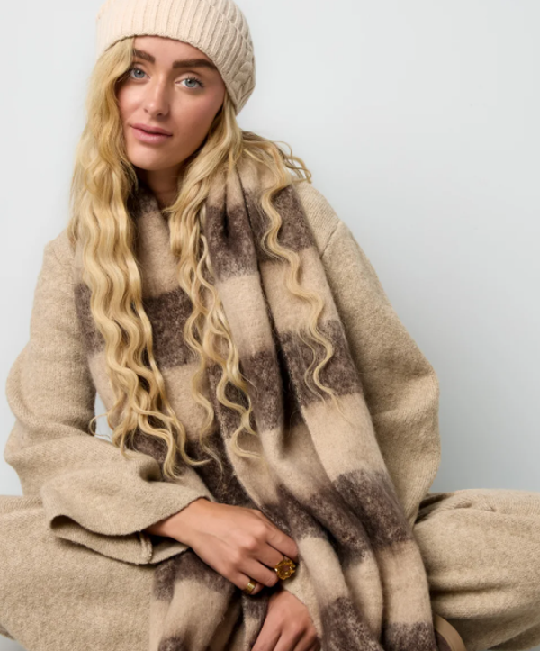 Brown Beige Stripes Scarf
