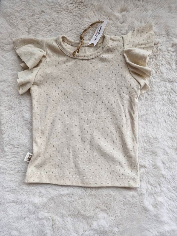 Fluttersleeve pointoille beige