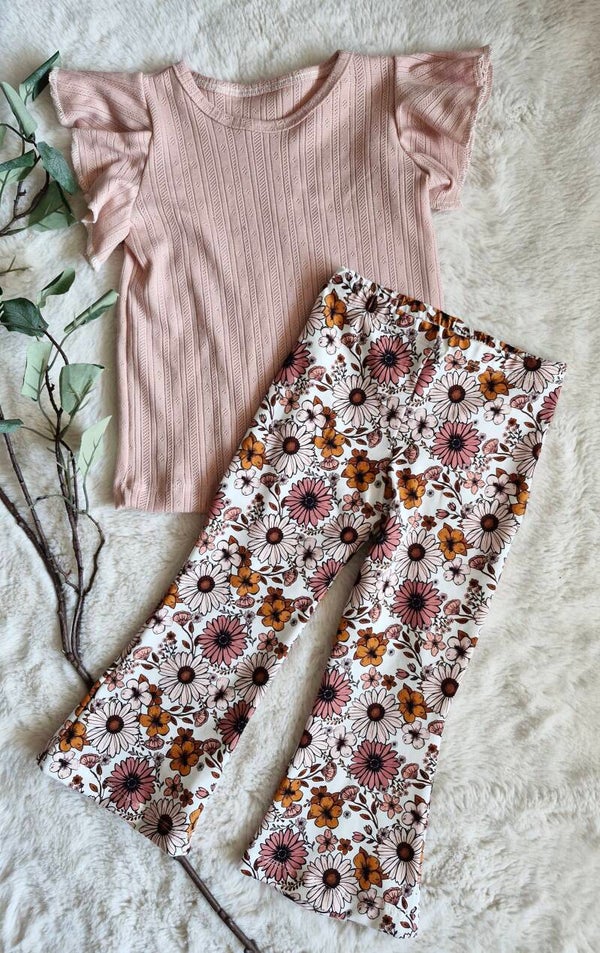 Slim flare legging 92 magriet klei roze
