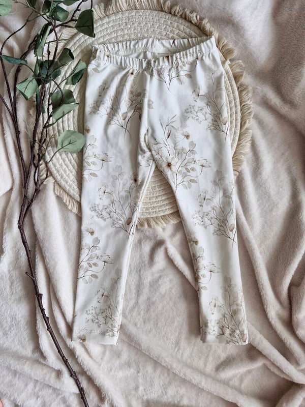Legging 98 beige bloementak