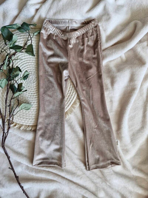 Slim flare velvet nude pink