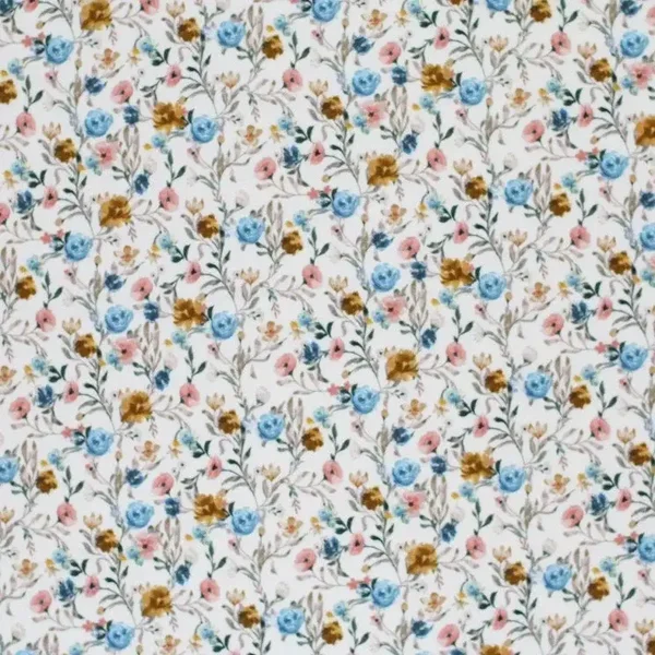 Broekje bloemenprintje met blauw