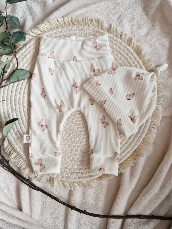 Babysetje rib tricot vlinder