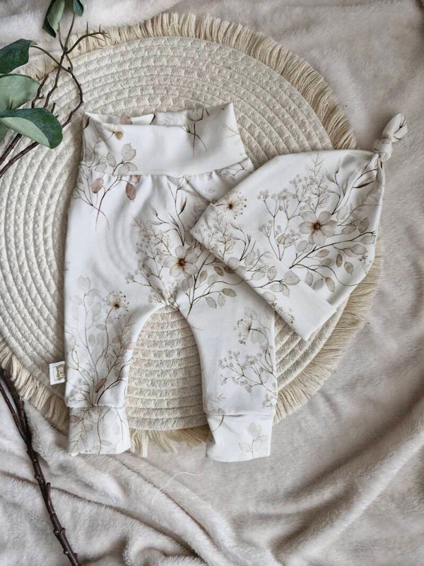 Babysetje 50 beige bloemenprint