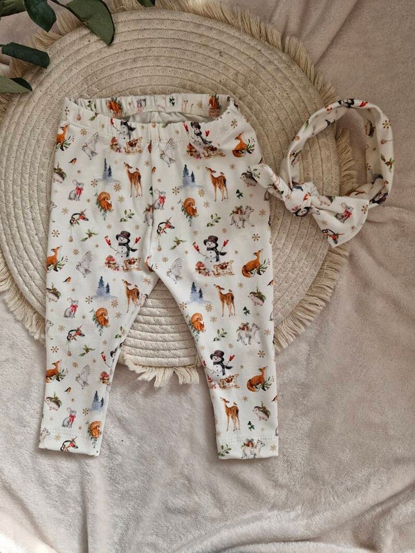 Legging kerst met knoophaarbandje