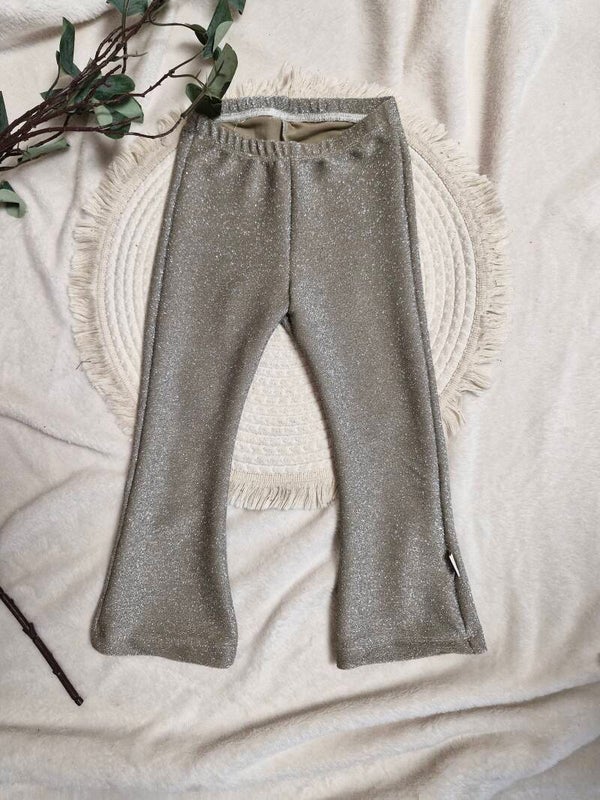 Slimflare glitter jersey beige