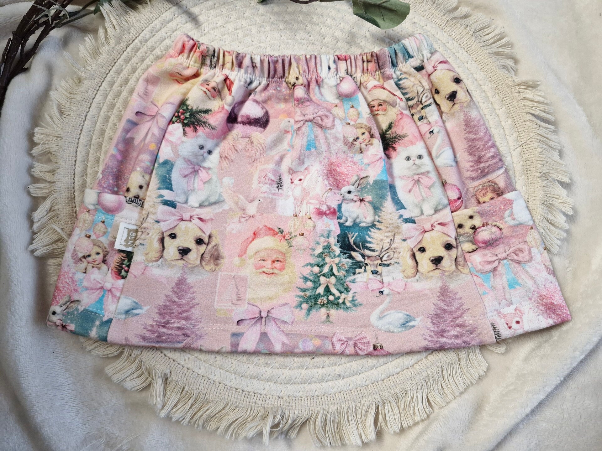 Pocket skirt kerst roze