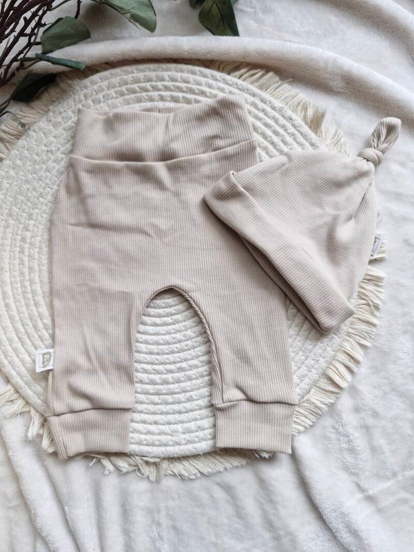 Babyset beige rib