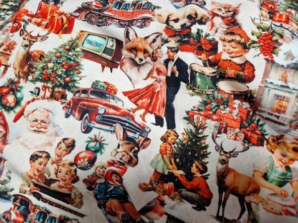 Coupon french terry 2mx1.4m nostalgische kerst