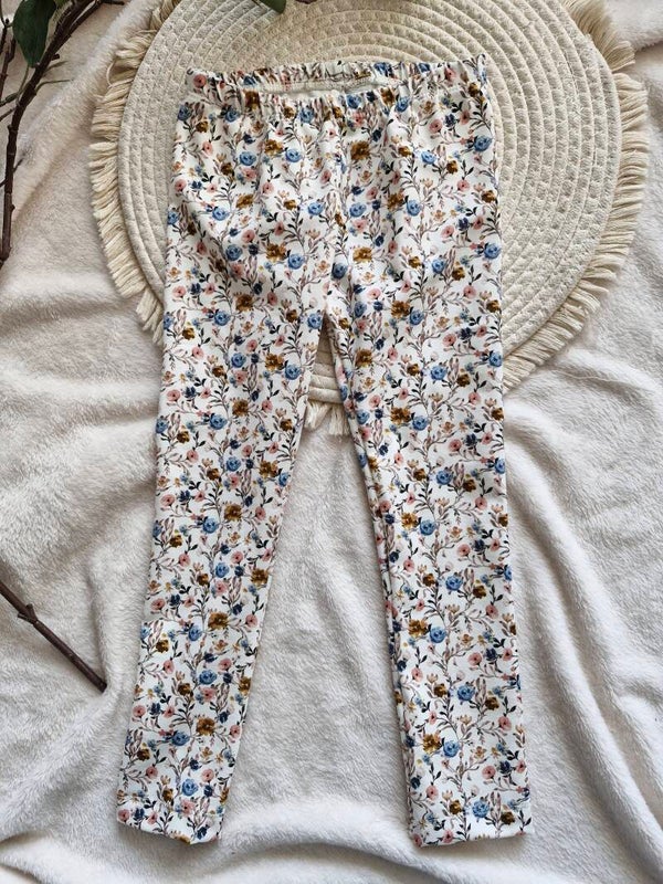 Legging 104 blauw bloemenprintje