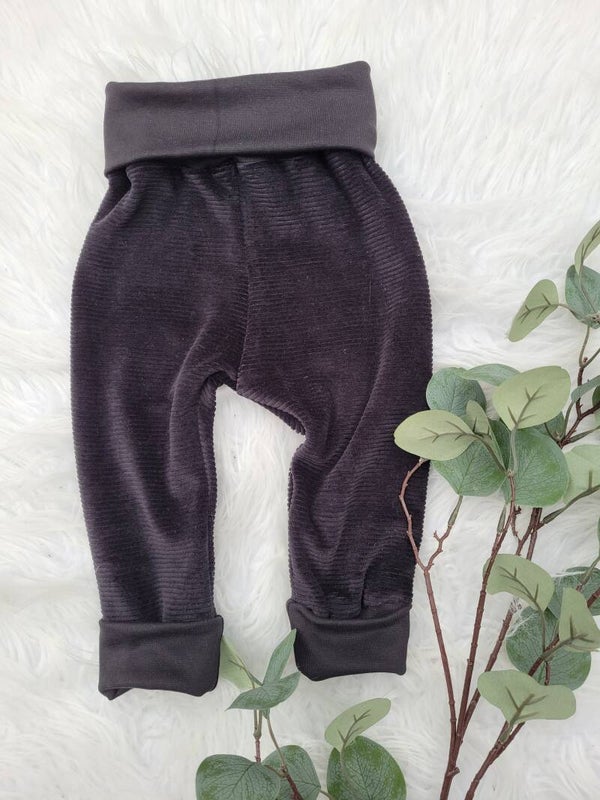 Lounge pants zwart rib velours