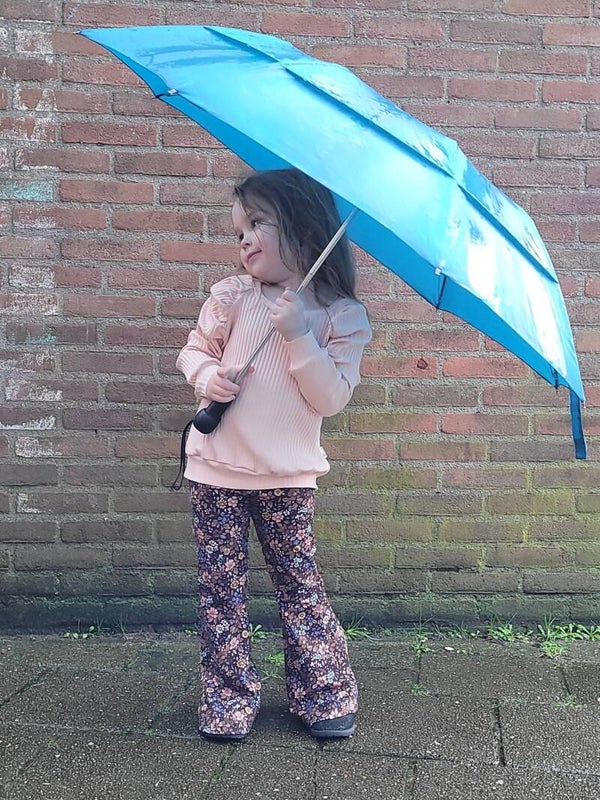 Broekje Flared flowers dark/pink