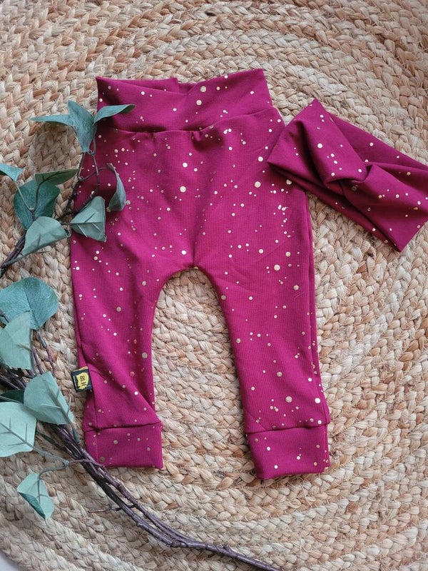 Broekje fuchsia golden dots
