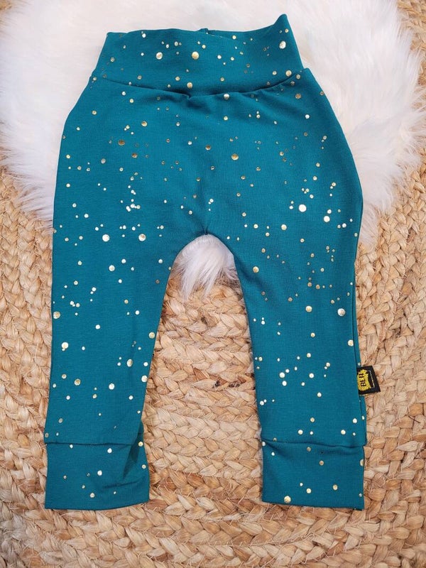 Broekje mt68 glitter petrol