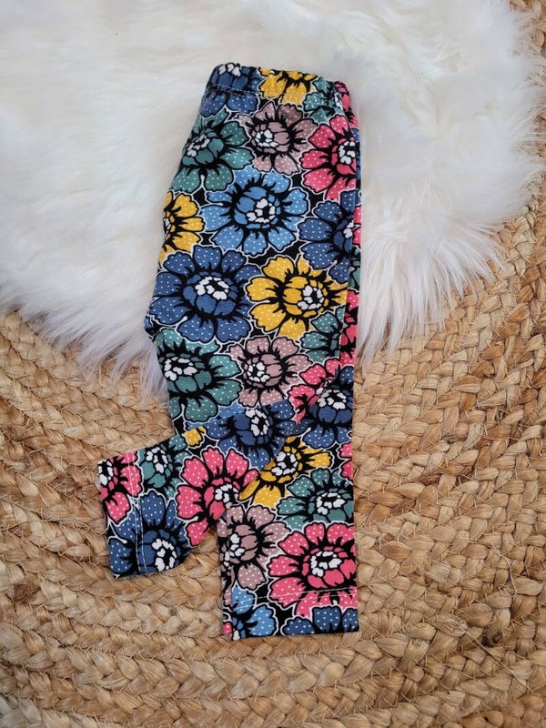 Legging vrolijke bloemen blauw