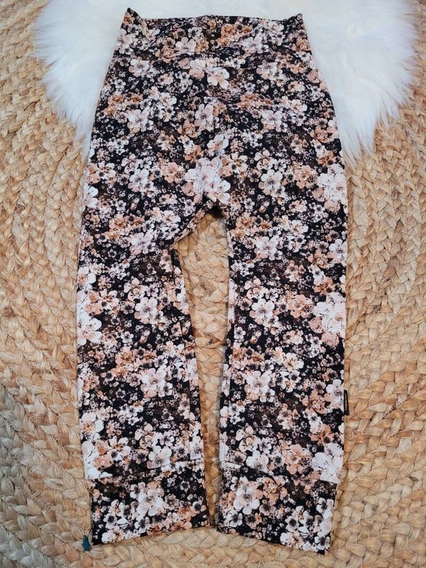 Broekje 92 zwart met beige bloemenprint