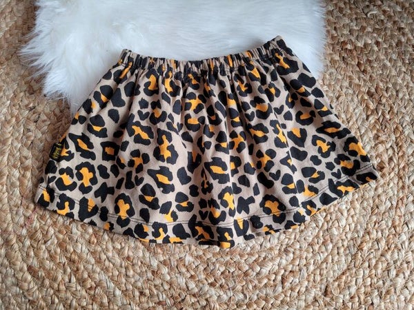 Rimpelrokje 80 panter beige geel