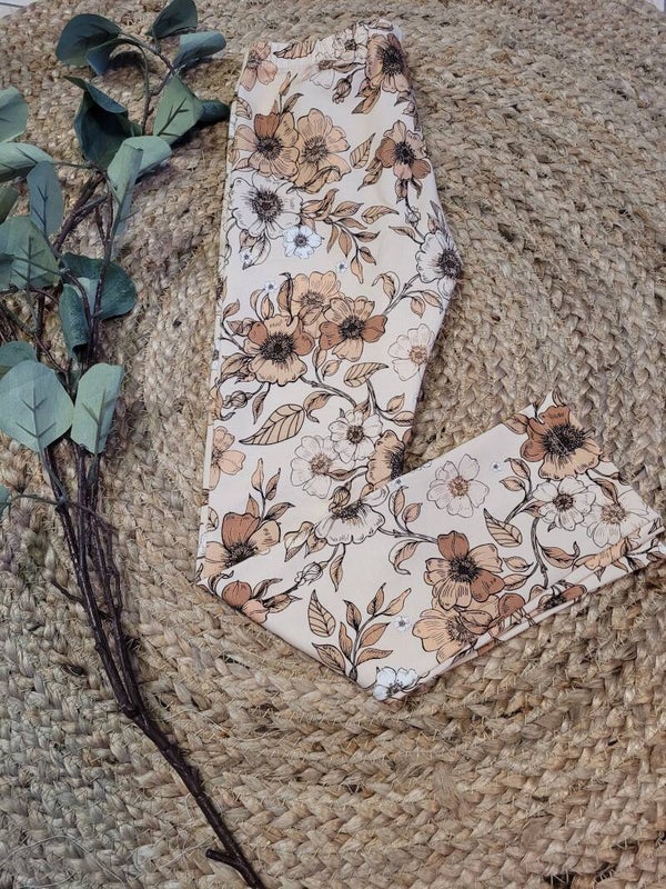 Legging 116 vintage bloemen cacao
