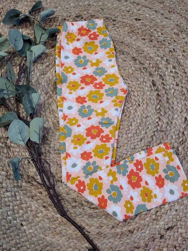 Legging flowers big pink