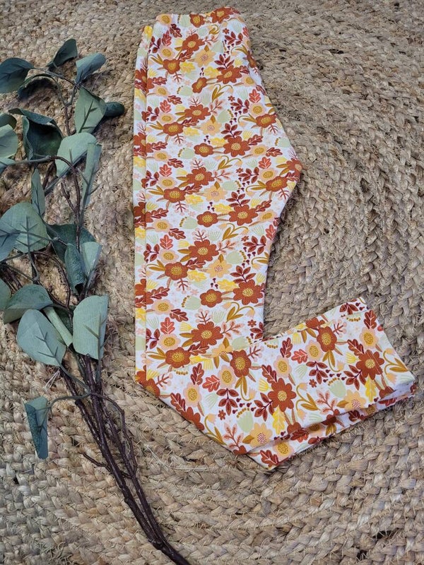 Legging 110 bloemen brique