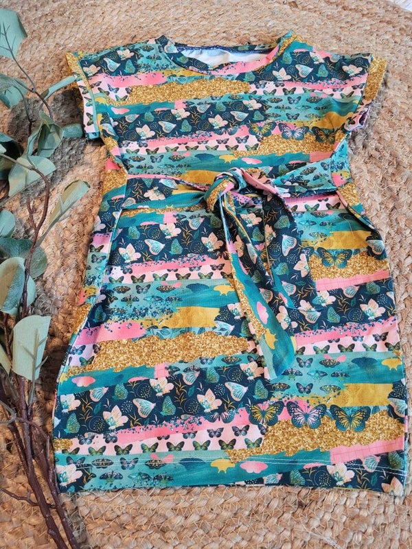 Jurkje 86/92 groen met vlinders