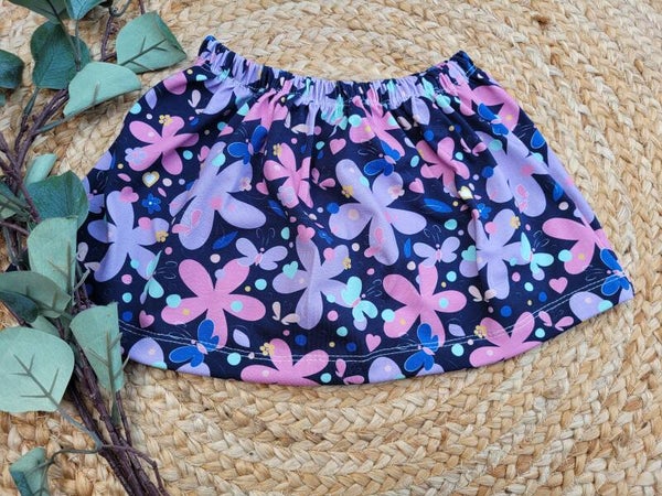 Rokje 86 blue flowers en butterflies