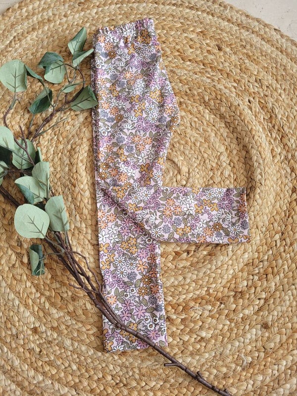 Legging 98 zomerse bloemen pink