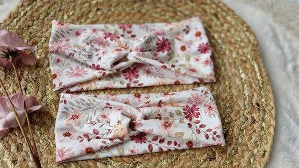 Mama/dochter haarbanden floral pink