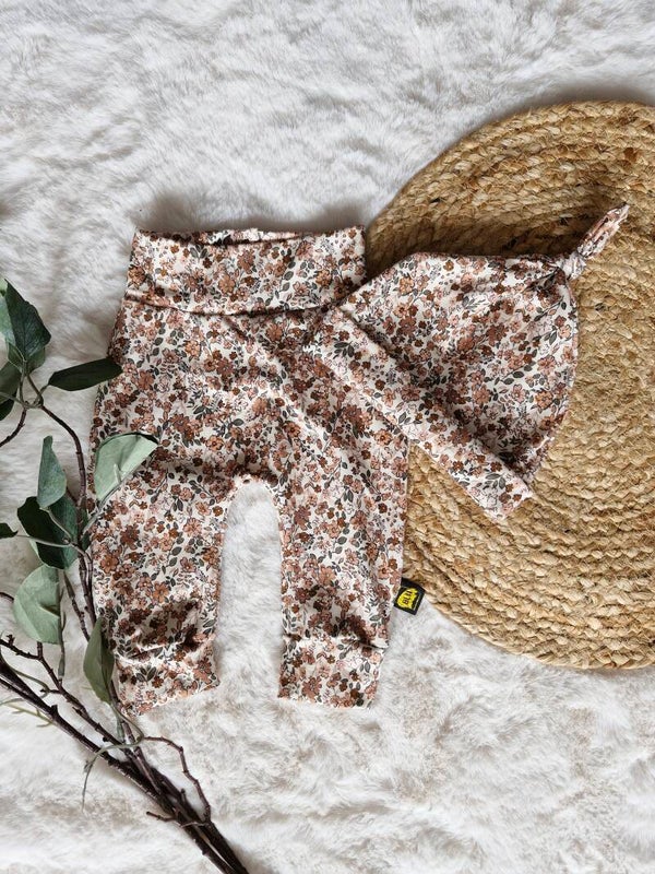 Babyset trendy bloemen cacao
