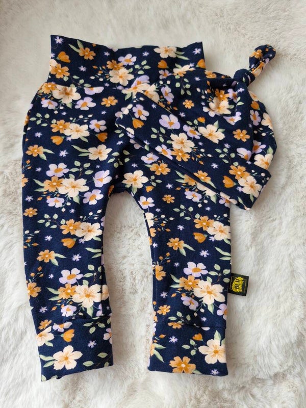 Baby setje 62 navy light pink flowers