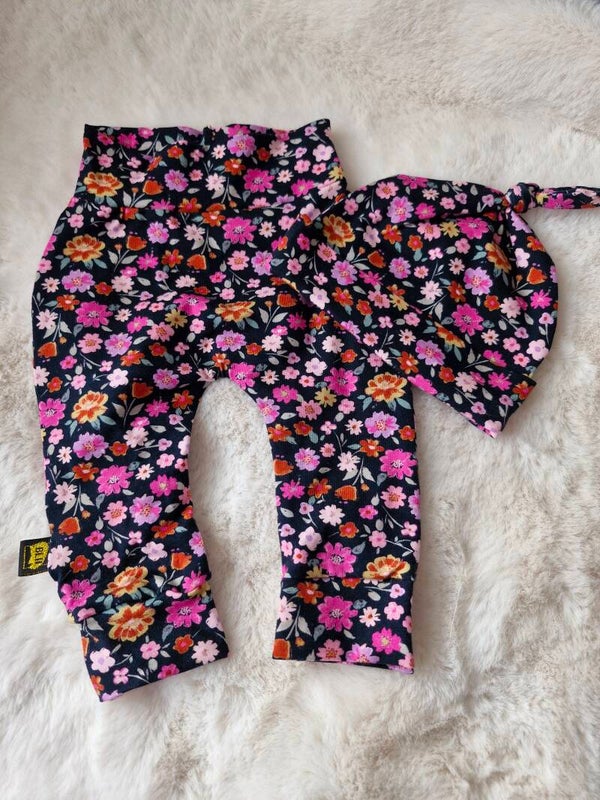 Babyset navy pink flowers