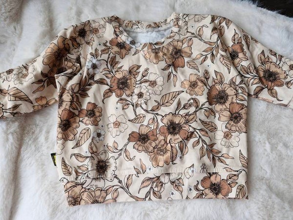 Sweater 74/80 bruine bloemen